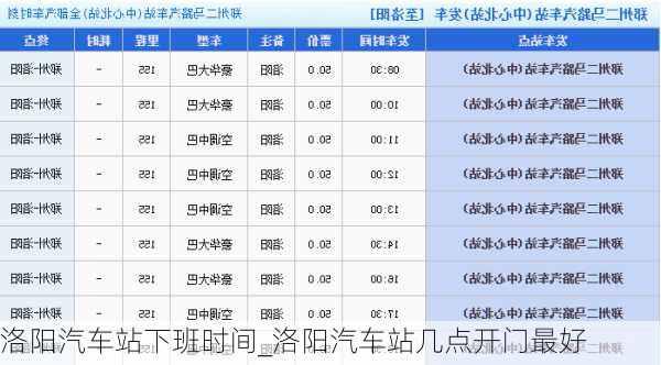 洛陽汽車站下班時間_洛陽汽車站幾點開門最好