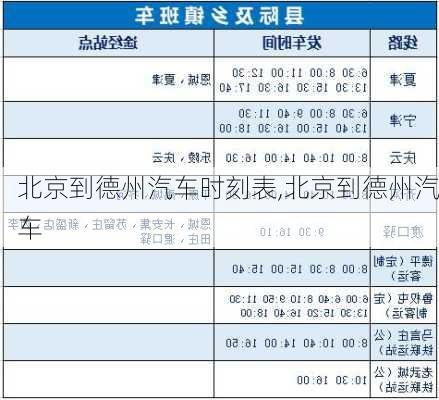 北京到德州汽車時(shí)刻表,北京到德州汽車