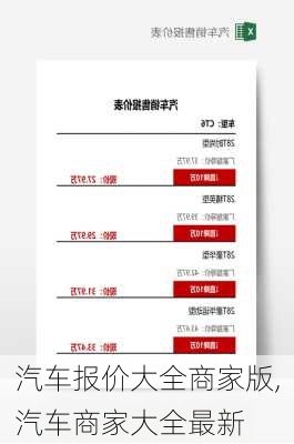 汽車報價大全商家版,汽車商家大全最新