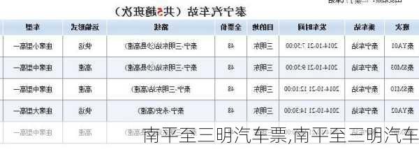 南平至三明汽車票,南平至三明汽車