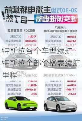 特斯拉各個車型續(xù)航_特斯拉全部價格表續(xù)航里程