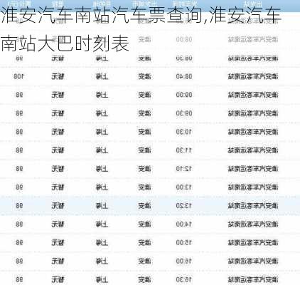 淮安汽車南站汽車票查詢,淮安汽車南站大巴時刻表