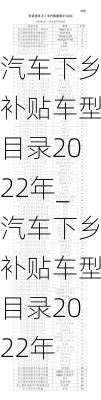 汽車下鄉(xiāng)補貼車型目錄2022年_汽車下鄉(xiāng)補貼車型目錄2022年