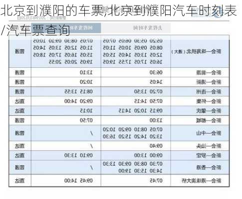 北京到濮陽的車票,北京到濮陽汽車時刻表/汽車票查詢