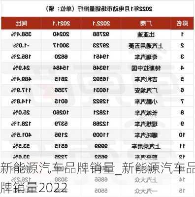 新能源汽車品牌銷量_新能源汽車品牌銷量2022