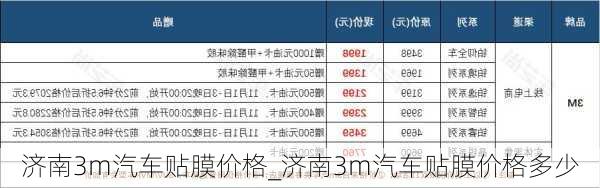 濟南3m汽車貼膜價格_濟南3m汽車貼膜價格多少