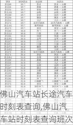 佛山汽車站長途汽車時刻表查詢,佛山汽車站時刻表查詢班次