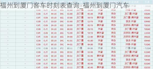 福州到廈門客車時刻表查詢_福州到廈門汽車