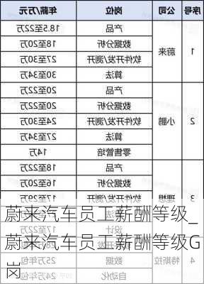 蔚來汽車員工薪酬等級_蔚來汽車員工薪酬等級G崗