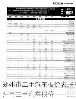 鄭州市二手汽車報價表_鄭州市二手汽車報價