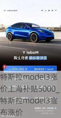 特斯拉model3漲價上海補貼5000_特斯拉model3宣布漲價