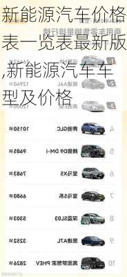 新能源汽車價格表一覽表最新版,新能源汽車車型及價格