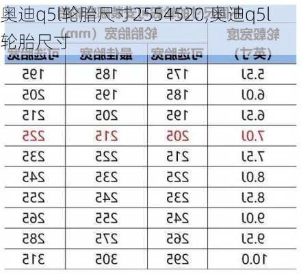 奧迪q5l輪胎尺寸2554520,奧迪q5l輪胎尺寸