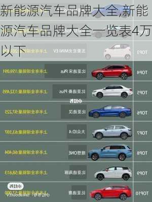 新能源汽車(chē)品牌大全,新能源汽車(chē)品牌大全一覽表4萬(wàn)以下