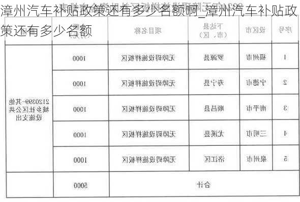 漳州汽車補貼政策還有多少名額啊_漳州汽車補貼政策還有多少名額