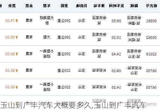 玉山到廣豐汽車大概要多久,玉山到廣豐汽車