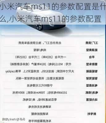 小米汽車ms11的參數(shù)配置是什么,小米汽車ms11的參數(shù)配置