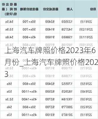 上海汽車牌照價格2023年6月份_上海汽車牌照價格2023