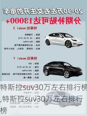 特斯拉suv30萬左右排行榜,特斯拉suv30萬左右排行榜