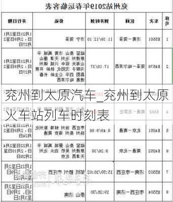 兗州到太原汽車_兗州到太原火車站列車時刻表