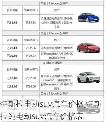 特斯拉電動suv汽車價格,特斯拉純電動suv汽車價格表