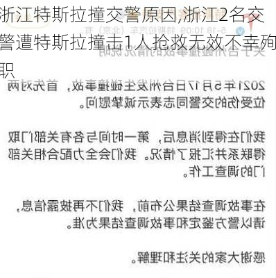 浙江特斯拉撞交警原因,浙江2名交警遭特斯拉撞擊1人搶救無效不幸殉職