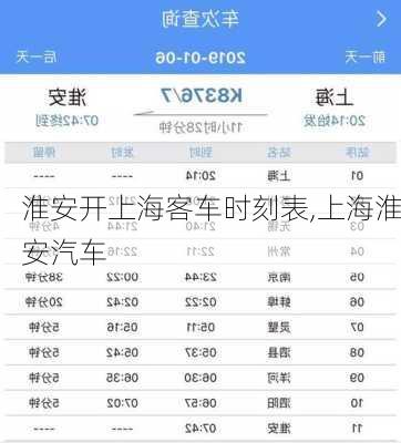 淮安開上?？蛙嚂r(shí)刻表,上海淮安汽車
