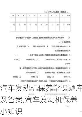 汽車發(fā)動機(jī)保養(yǎng)常識題庫及答案,汽車發(fā)動機(jī)保養(yǎng)小知識