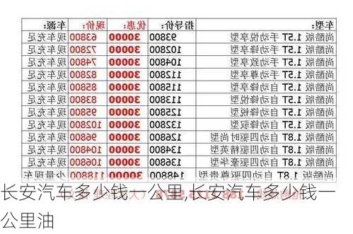 長安汽車多少錢一公里,長安汽車多少錢一公里油