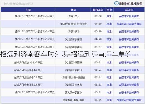 招遠到濟南客車時刻表-招遠到濟南汽車票價