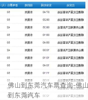 佛山到東莞汽車(chē)票查詢(xún)-佛山到東莞汽車(chē)