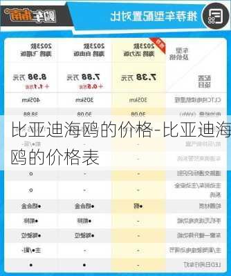 比亞迪海鷗的價格-比亞迪海鷗的價格表