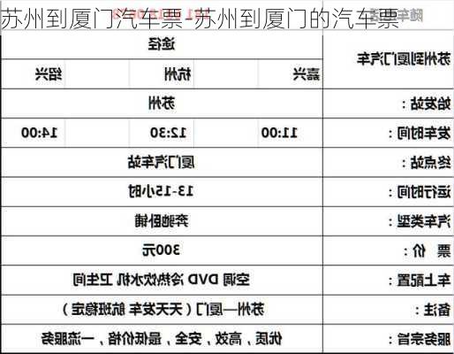 蘇州到廈門汽車票-蘇州到廈門的汽車票