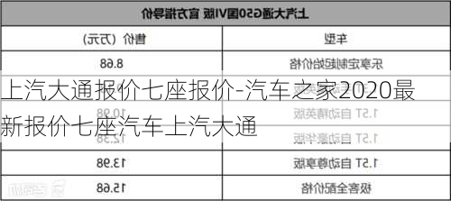 上汽大通報價七座報價-汽車之家2020最新報價七座汽車上汽大通