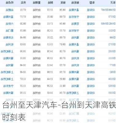 臺州至天津汽車-臺州到天津高鐵時刻表