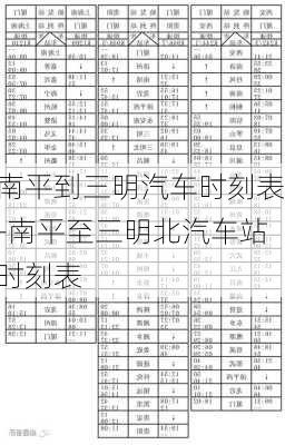 南平到三明汽車時刻表-南平至三明北汽車站時刻表