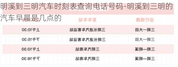 明溪到三明汽車時(shí)刻表查詢電話號碼-明溪到三明的汽車早晨是幾點(diǎn)的