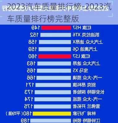 2023汽車質(zhì)量排行榜-2023汽車質(zhì)量排行榜完整版