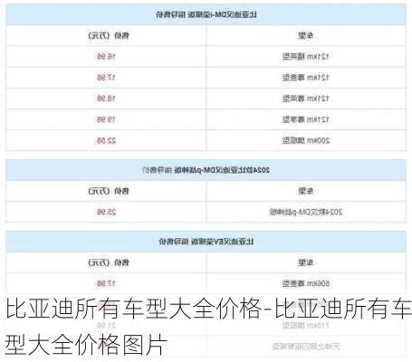 比亞迪所有車型大全價格-比亞迪所有車型大全價格圖片