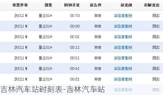 吉林汽車站時(shí)刻表-吉林汽車站