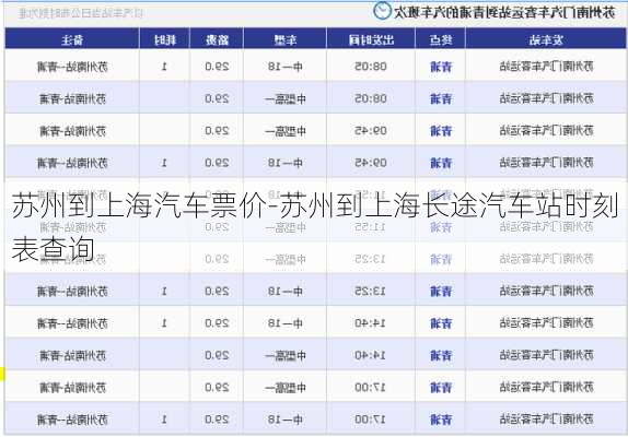 蘇州到上海汽車票價-蘇州到上海長途汽車站時刻表查詢