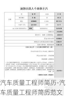 汽車質(zhì)量工程師簡(jiǎn)歷-汽車質(zhì)量工程師簡(jiǎn)歷范文