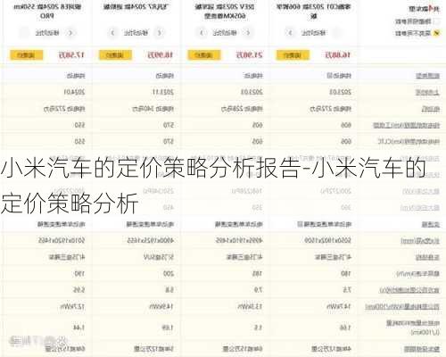 小米汽車的定價策略分析報告-小米汽車的定價策略分析