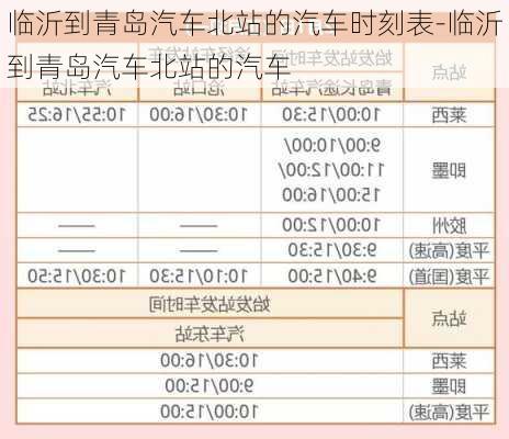 臨沂到青島汽車北站的汽車時(shí)刻表-臨沂到青島汽車北站的汽車