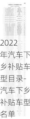 2022年汽車下鄉(xiāng)補(bǔ)貼車型目錄-汽車下鄉(xiāng)補(bǔ)貼車型名單