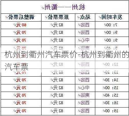 杭州到衢州汽車票價(jià)-杭州到衢州的汽車票