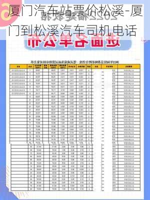 廈門汽車站票價松溪-廈門到松溪汽車司機電話