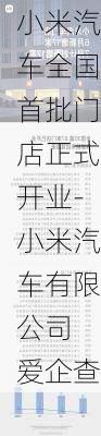 小米汽車全國首批門店正式開業(yè)-小米汽車有限公司 愛企查