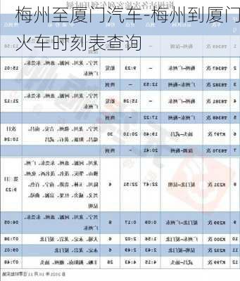 梅州至廈門(mén)汽車(chē)-梅州到廈門(mén)火車(chē)時(shí)刻表查詢