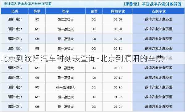 北京到濮陽汽車時刻表查詢-北京到濮陽的車票